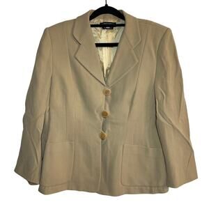 Vintage Giorgio Armani Wool Blazer Tan Beige Size 46 Office Business 80s Italy‎